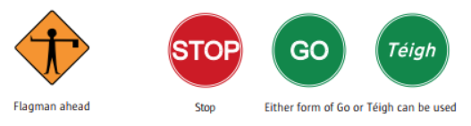 Manual traffic control signs at roads